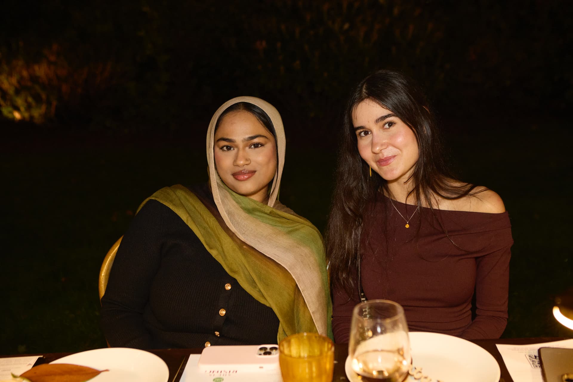 Two guests at dinner