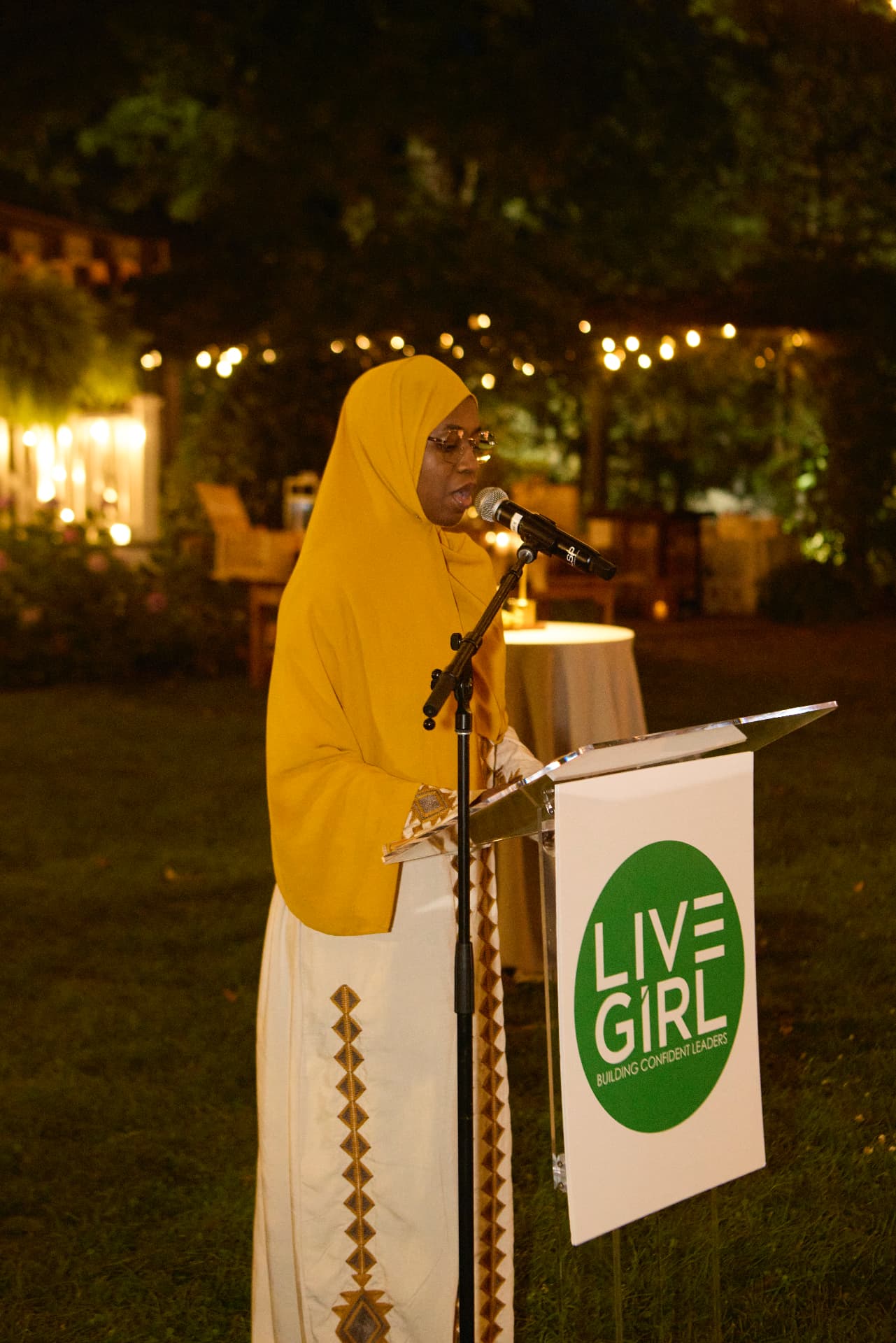 Poet Secora Chambers addressing the She Is Rising gathering