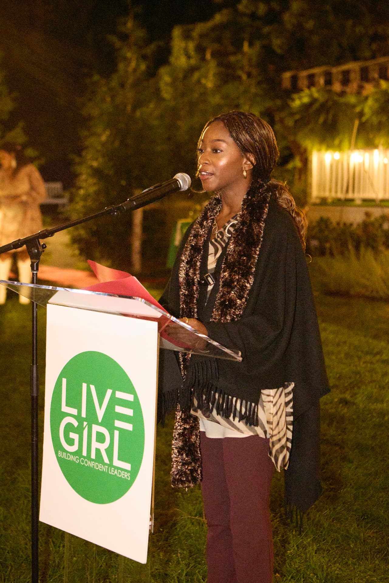 Schebania Philemon sharing her story at the LiveGirl podium