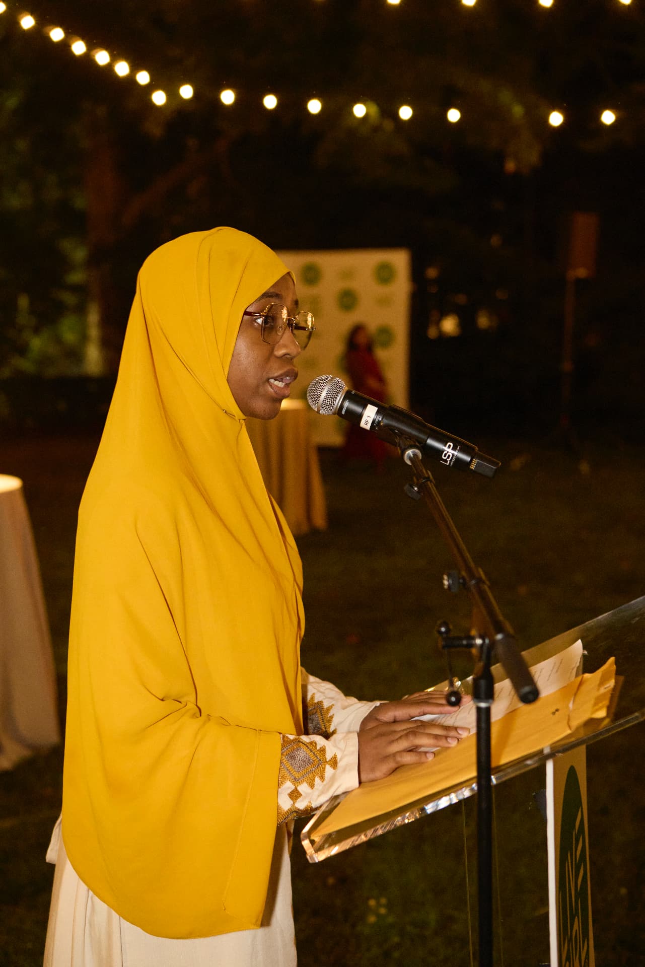 Secora Chambers sharing Uplifted Legacy, captured in close-up during her performance